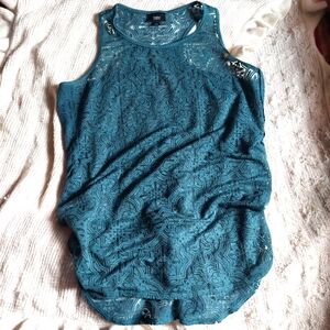 Y2k Mossimo Teal Lace Sleeveless Top